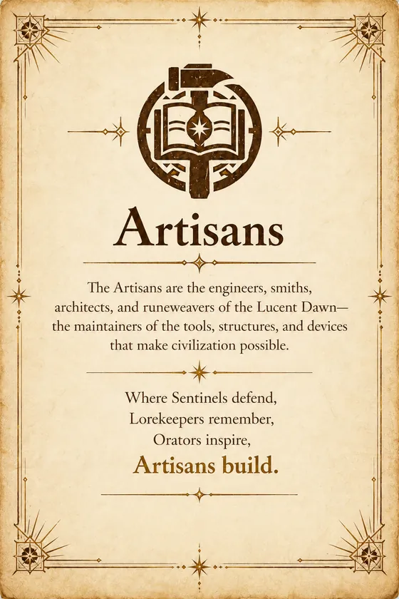 The Artisans loresheet