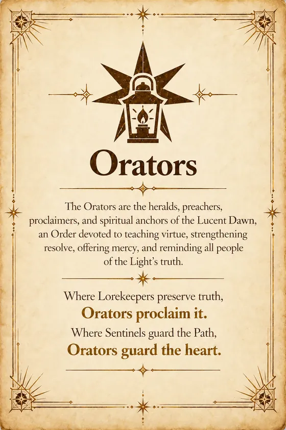 The Orators loresheet
