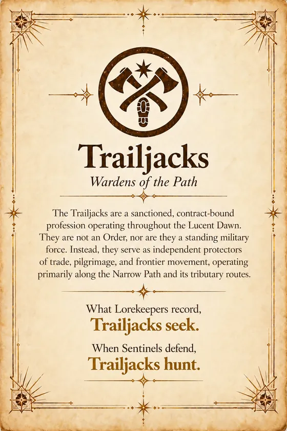 The Trailjacks loresheet